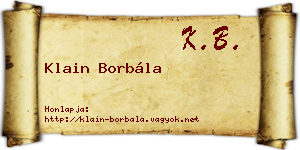 Klain Borbála névjegykártya